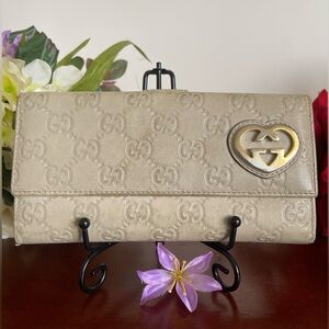 Gucci GG logo leather, long bifold wallet